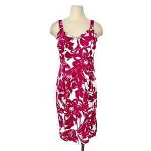 Trina Turk Zile Sleeveless Ruffle Sheath Dress in Fuchsia / White Floral Size 10